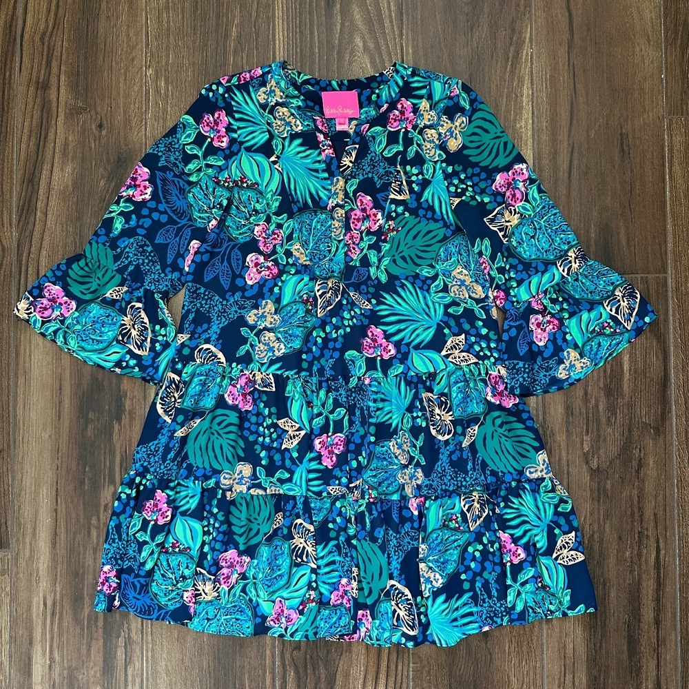 Lilly Pulitzer Gabriel Swing Dress Low Tide Navy Life Of The Party Sz 2‎ Resort